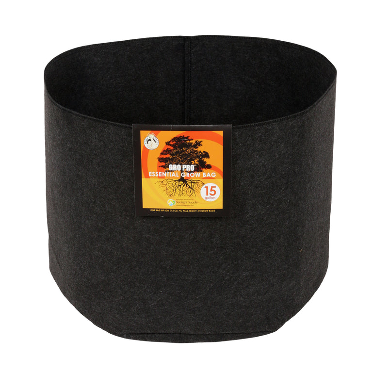 Gro Pro Essential Round Fabric Pot 15 Gallon Black