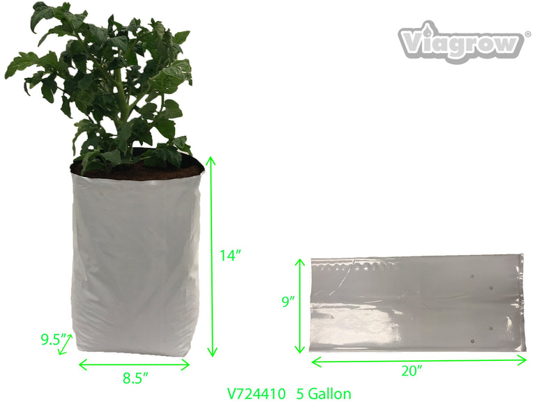 Viagrow 5 gallon Plastic Grow Bags White