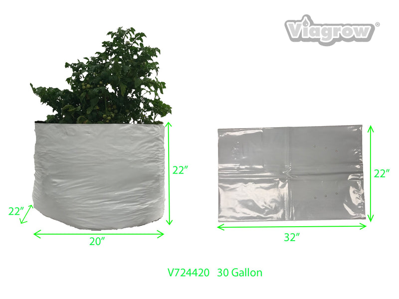Viagrow 30 gallon Plastic Grow Bags White