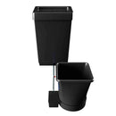 Two black rectangular planters on a white background