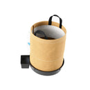Yellow bin with black handle and foot pedal on a white background