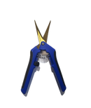 Blue and gold pet剪刀 on a white background