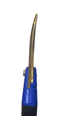 Metal tool with blue handle on a white background