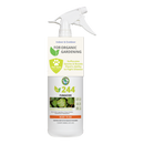 A 1-quart white plastic spray bottle of 244 Organic Fungicide, designed for indoor and outdoor organic gardening. The bottle features a white trigger sprayer and a white label with green and orange accents, including a 'Pet Safe' badge.
