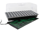 Seedling heat mat with clear plastic cover on a white background