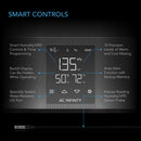 Smart control panel with features highlighted on a dark background