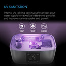 UV sanitation system for water with digital display on a dark background