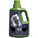Green bottle of pH Up liquid with a dragon illustration on a white background