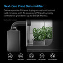 Next-Gen Plant Dehumidifier with text and icons on a black background