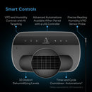 Smart humidifier with features highlighted on a dark background