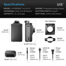 Technical specifications of a HYDRONE 7 device with dimensions and features listed.