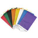 Set of colorful drawstring bags on a white background