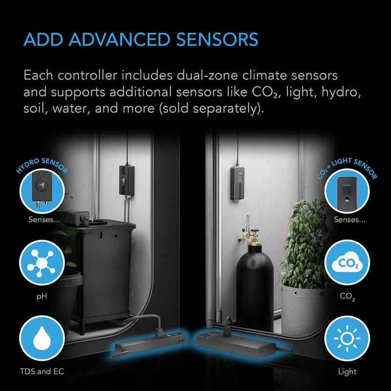Advertisement for advanced sensors with text and icons on a dark background