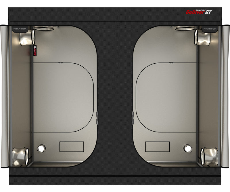Two metallic doors with a black background and 'Phantom GT' branding.