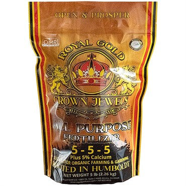Royal Gold Crown Jewels all-purpose fertilizer packaging on a white background