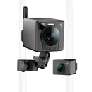 Wireless security camera system with two cameras on a white background