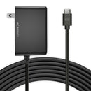 Black AC adapter with USB-C cable on a white background