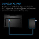 UIS Power Adapter diagram showing connection to AC Infinity digital controller on a black background