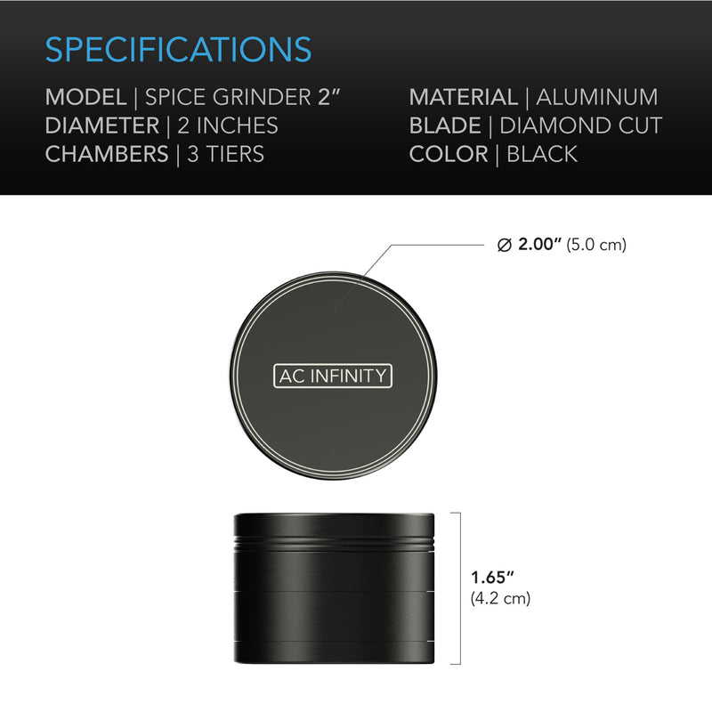 3-Chamber Spice Grinder, Black, 2-Inch