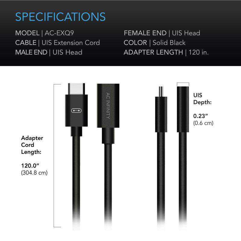 AC Infinity UIS TO UIS EXTENSION CABLE, FEMALE TO MALE, 10 FT.