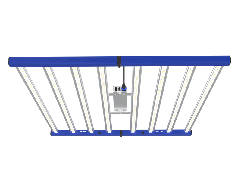 Ceiling-mounted晾衣架 (clothesline) with blue frame and white bars on a white background