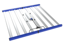 LED grow light with blue frame and white bars on a white background