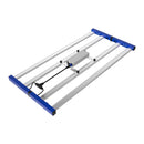 Rectangular metal frame with blue edges on a white background