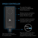 AC Infinity speed controller with features listed on a black background