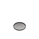 Round black mesh filter on a white background