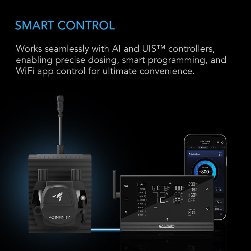Smart control system with device and smartphone app on a dark background