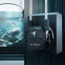 Aquarium filter with 'AC Infinity' branding in front of an aquarium.