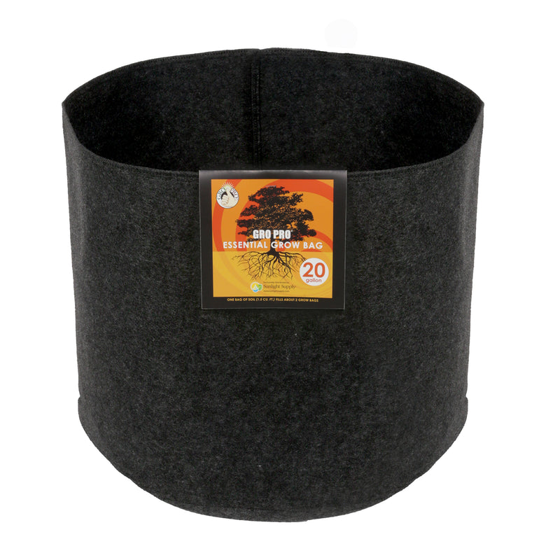 Gro Pro Essential Round Fabric Pot 20 Gallon Black