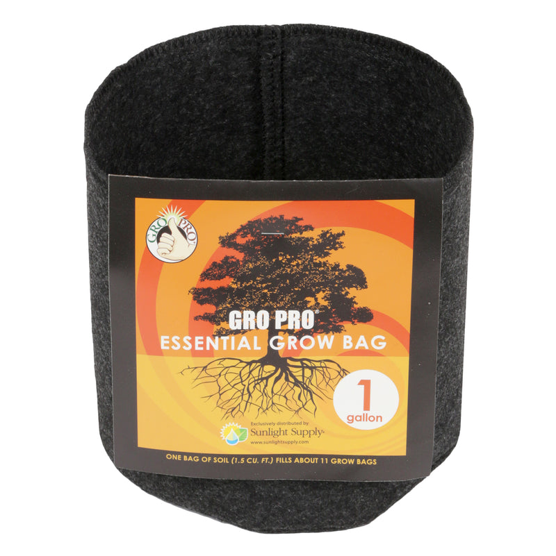 Gro Pro Essential Round Fabric Pot Black 1 Gallon