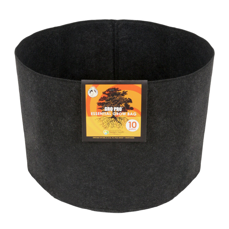 Gro Pro Essential Round Fabric Pot 10 Gallon Black