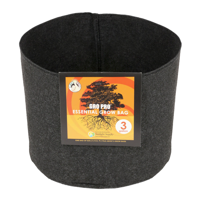 Gro Pro Essential Round Fabric Pot - Black 3 Gallon