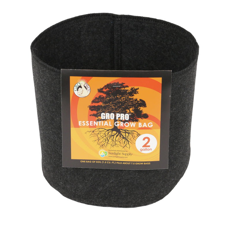 Gro Pro Essential Round Fabric Pot Black 2 Gallon