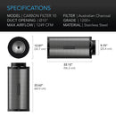 AC Infinity Australian Charcoal Inline Carbon Filter