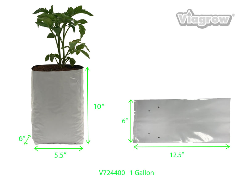 Viagrow 1 gallon Plastic Grow Bags White